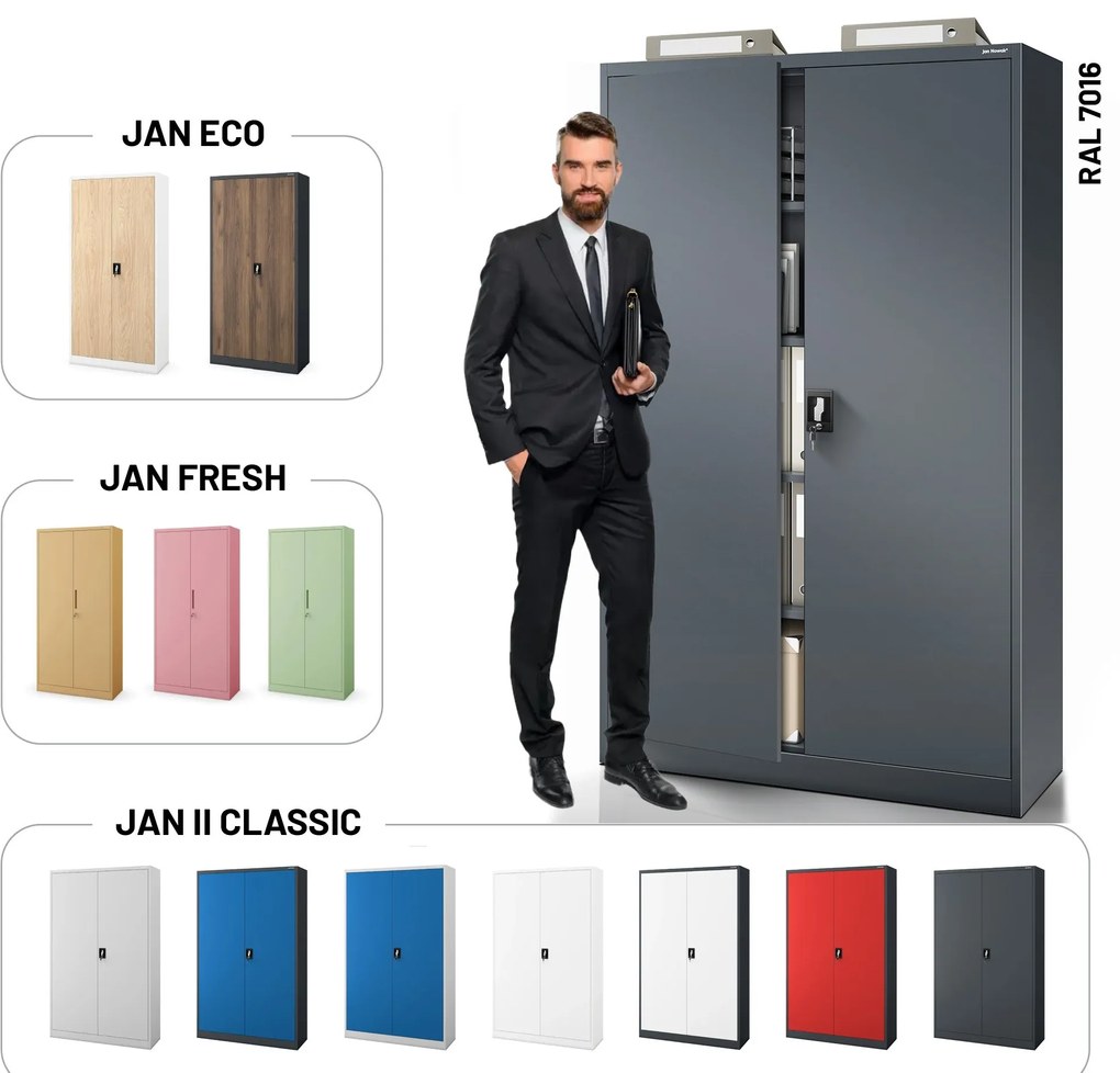 Fém iratszekrény JAN II, 1150 x 185 x 400 mm, antracit