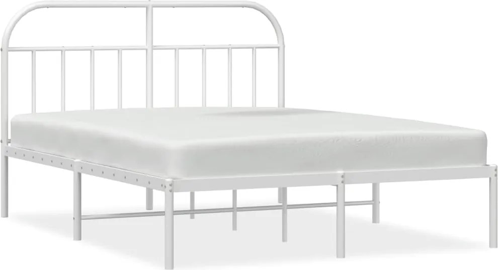 vidaXL fehér fém ágykeret fejtámlával 140 x 190 cm
