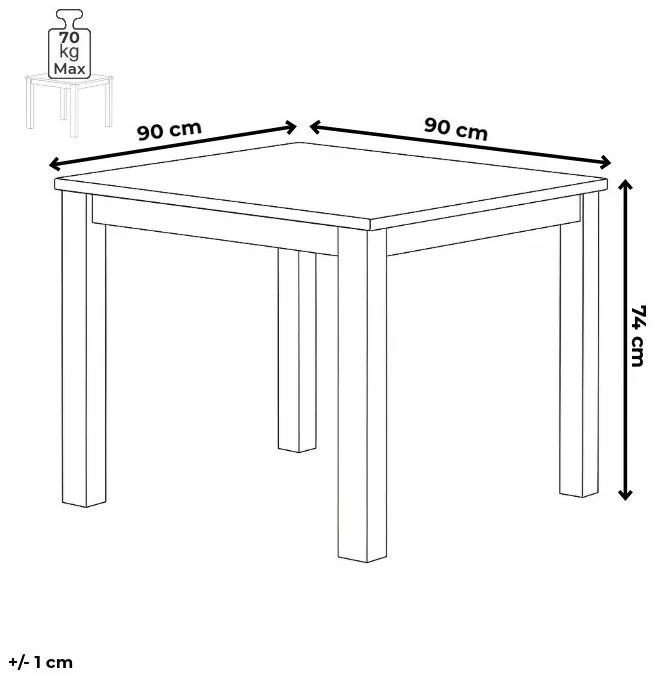 Étkezőasztal 90×90 cm, MDF, Fehér. DT-306 WT
