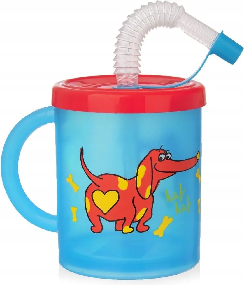 Kulacs Szívószállal Gyerekeknek Törhetetlen Kutyus Fogantyúkkal 260ML