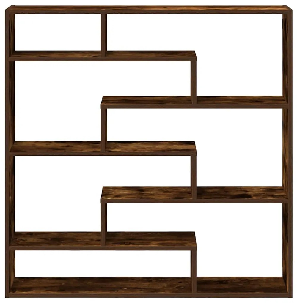 füstös tölgy színű szerelt fa fali kockapolc 7 rekeszes színű