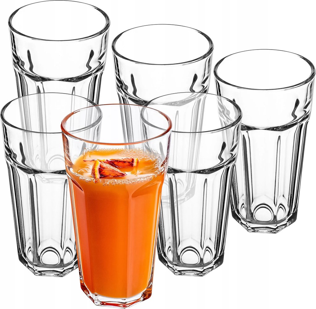Poharak 635 ml Gyümölcslé Italokhoz Pohár Szett Magas Vastag Üveg 6 db