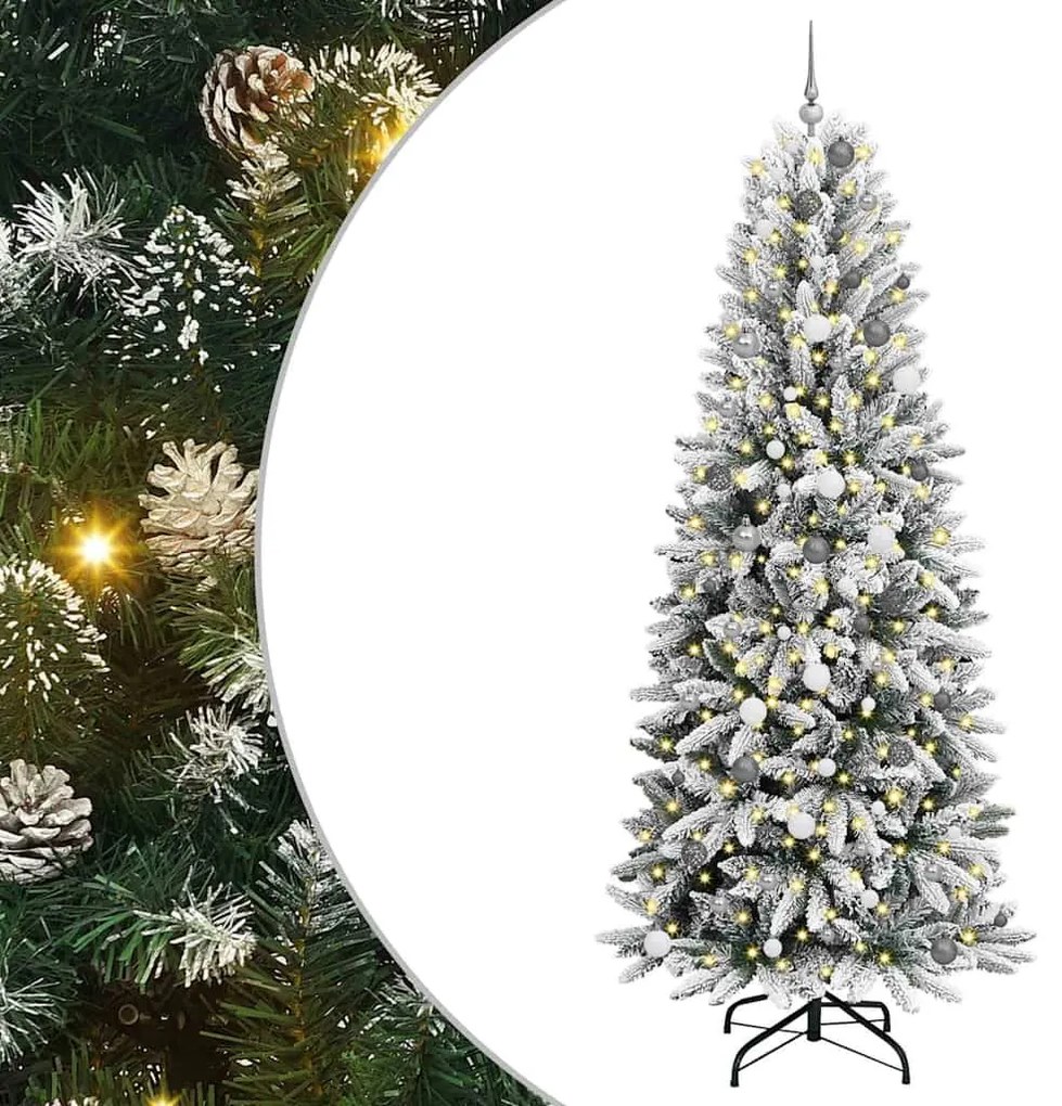 Műkarácsonyfa LED -es lámpákkal Fehér 240cm PVC