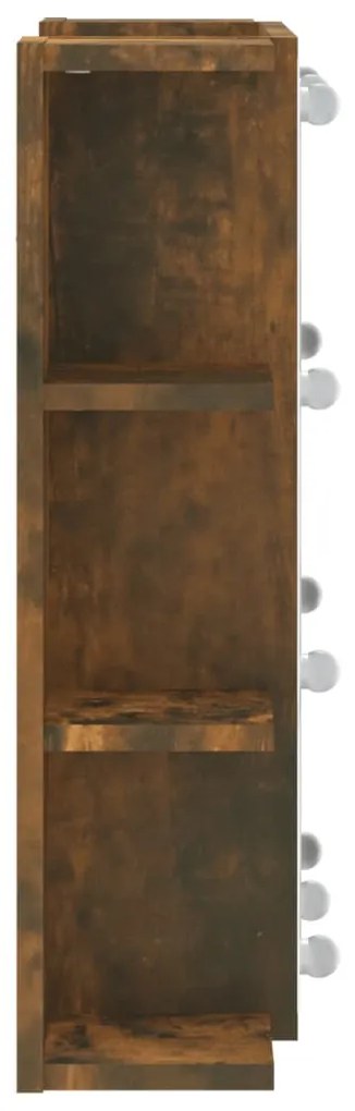 füstös tölgy színű tükrös szekrény LED-ekkel 70 x 16,5 x 60 cm