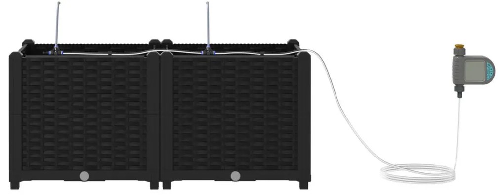 Kerti ültetők Fekete 80 x 40 x 37.5 cm Acél