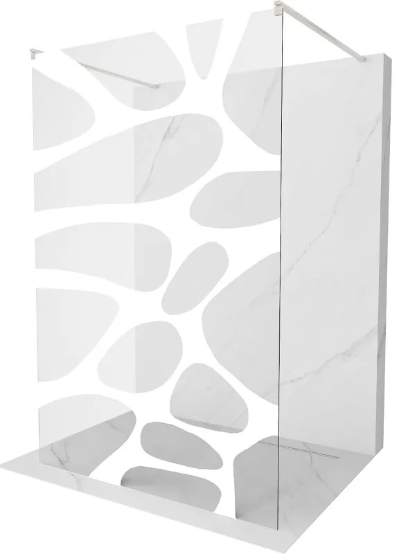 Mexen Kioto, Walk-In zuhanyparaván 140 x 200 cm, 8 mm átlátszó üveg fehér mintás, csiszolt acél profil, 800-140-002-97-97