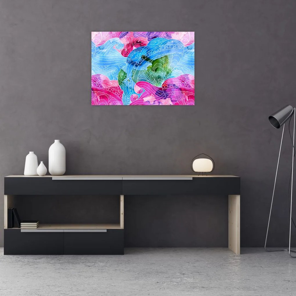 Kép - Színes hullámok (üvegen) (70x50 cm)