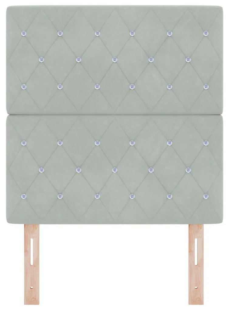 Bársony Fejtámla Argyle fejtámlával Világosszürke 80 cm Bársony