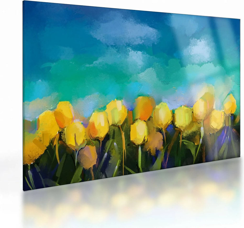 Sárga tulipán képe (üvegen) (70x50 cm)