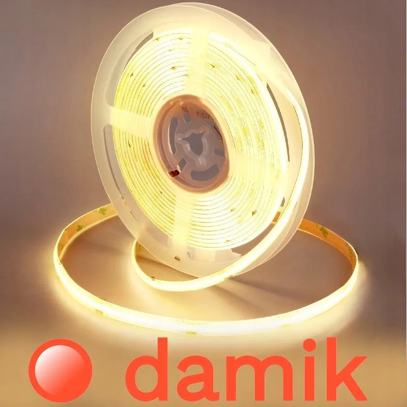 Damik Led szalag Cob 24V 5m 10W/m 3000K CRI80 320 LED/m IP20