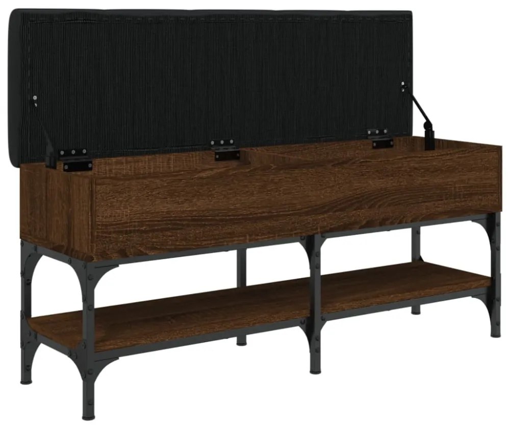 barna tölgy színű szerelt fa cipőtároló pad 102 x 32 x 45 cm