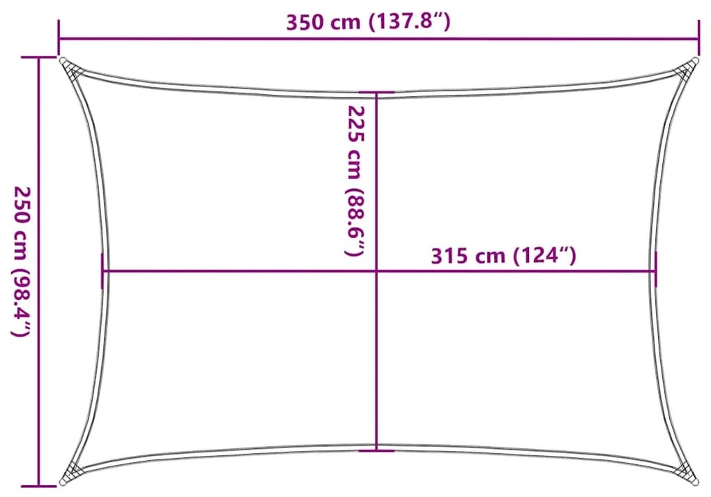 fehér HDPE napvitorla 160 g/m² 2,5 x 3,5 m