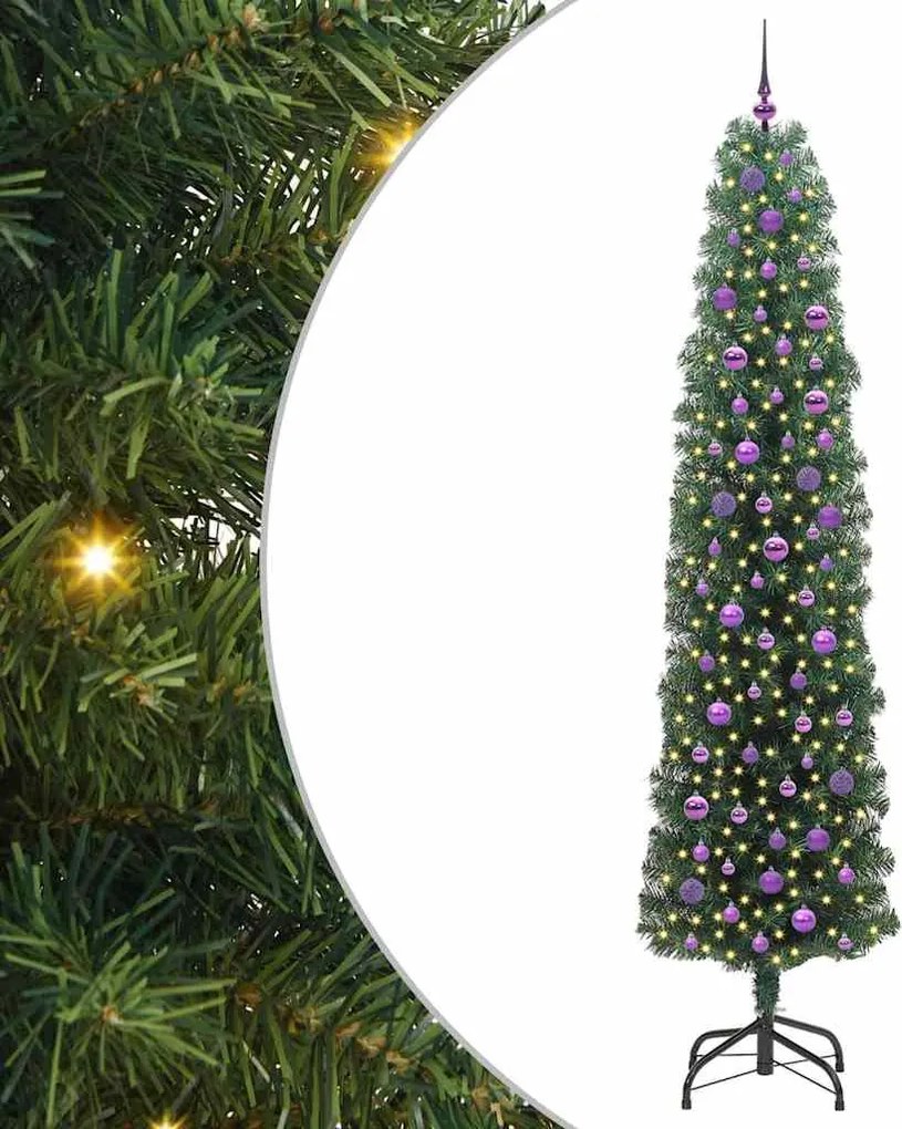 vidaXL Mű karácsonyfa 300 LED-del Zöld 240 cm PVC, acél és műanyag