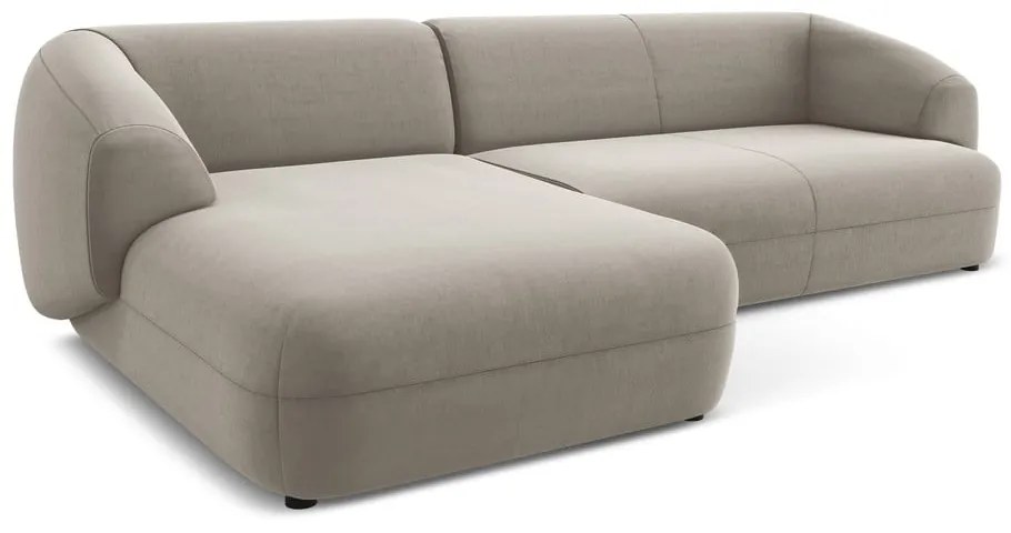 Bézs bársony sarokkanapé (bal oldali) Moana – Makamii