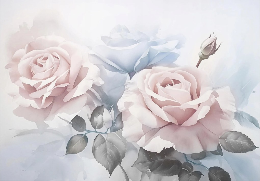 Fotótapéta Rózsa Akvarell Pasztell Finom Romantikus 208x146 +ragasztó