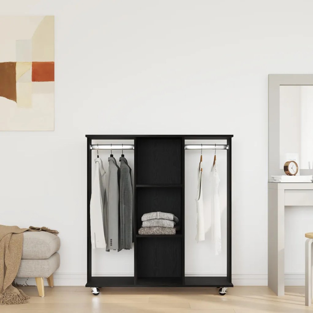 Gardrób Kerekekkel Fekete Tölgy 102x38x110 cm Mérnöki Fa