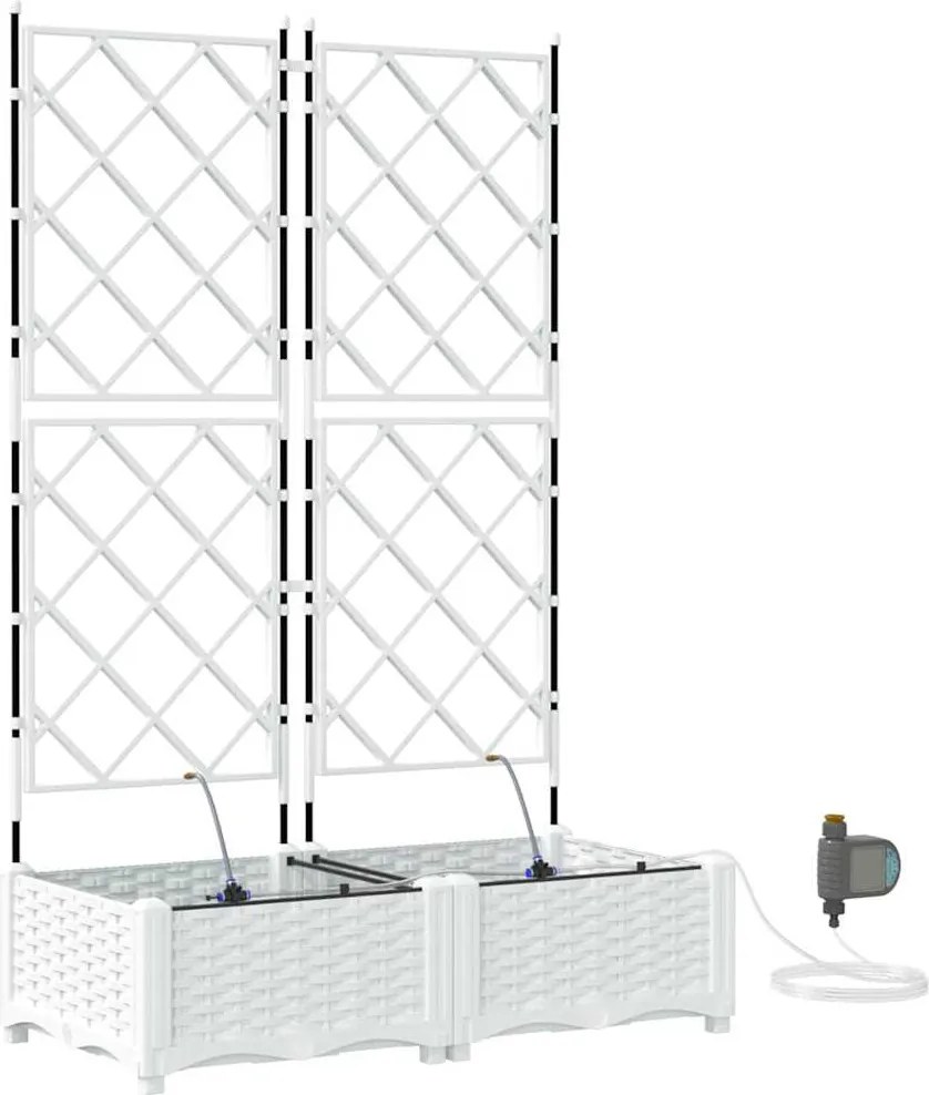 vidaXL Kerti cserép 2 pcs Fehér Acél