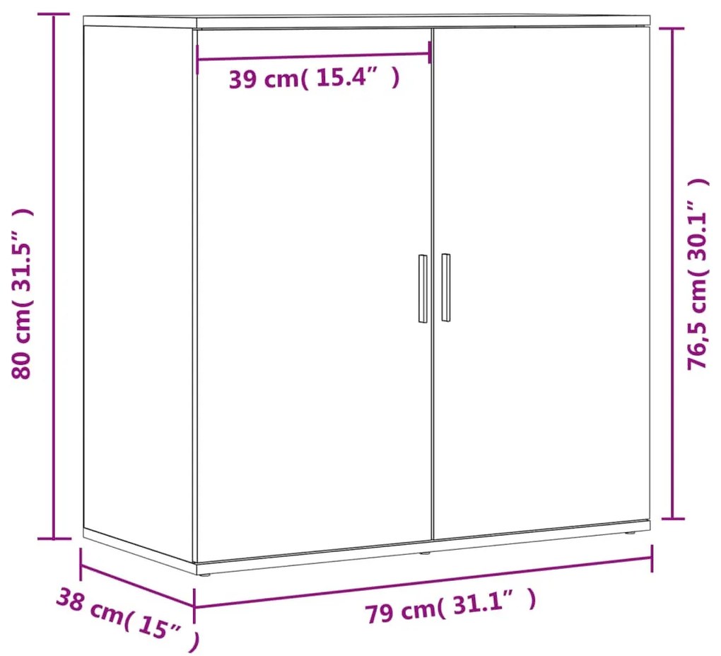 2 db sonoma tölgy színű szerelt fa tálalóasztal 79 x 38 x 80 cm