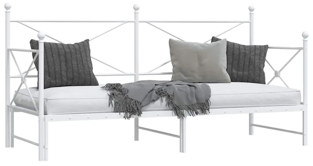 Daybed with Trundle without Mattress White 90x190 cm acél