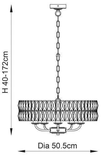 Endon 106244 - Láncra szerelhető CLIFTON csillár 5xE14/6W/230V sárgaréz/tiszta