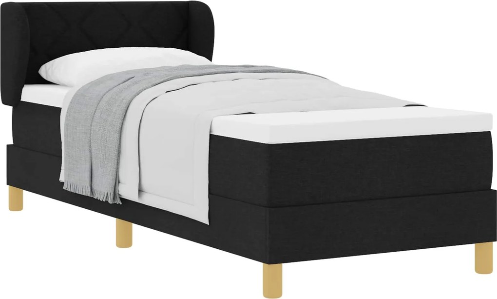 vidaXL Boxrugós ágy matracmal fejtámlával Fekete 80 x 200 cm szövet