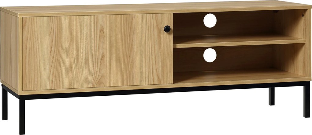 HOMCOM TV Állvány Max. 50 Inch 3 Rekesz 2 Kábelkezelő Lyukkal Csúszó Ajtóval - méret: 120L x 39,5W x 46H cm | Aosom