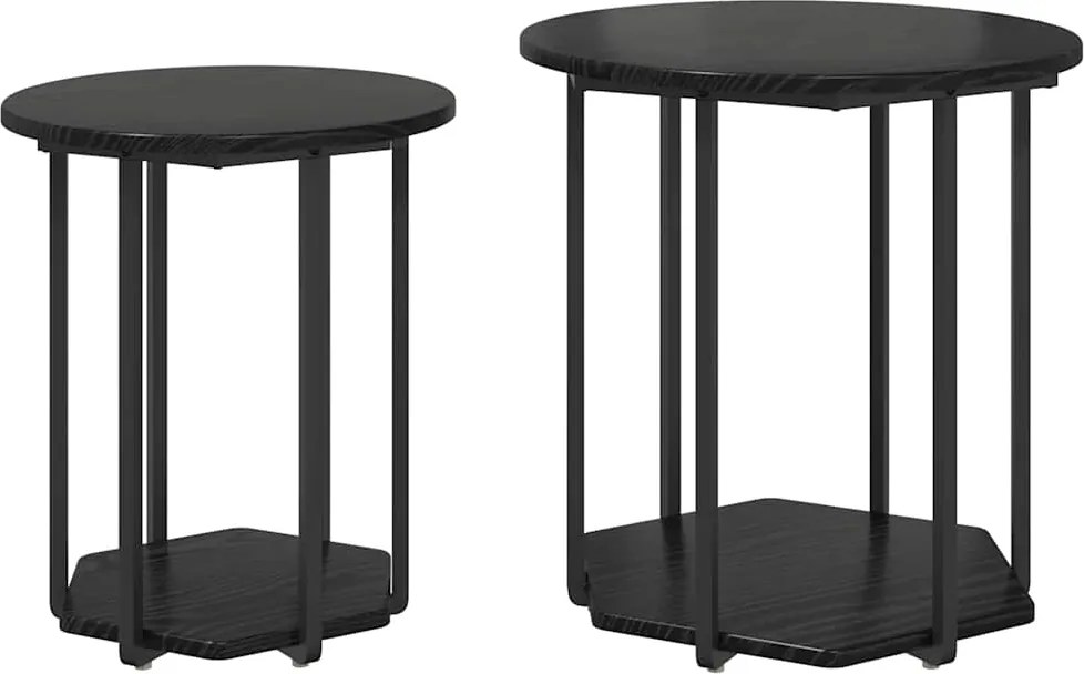 vidaXL Kisasztal készlet polcokkal 2 pcs Fekete tölgy