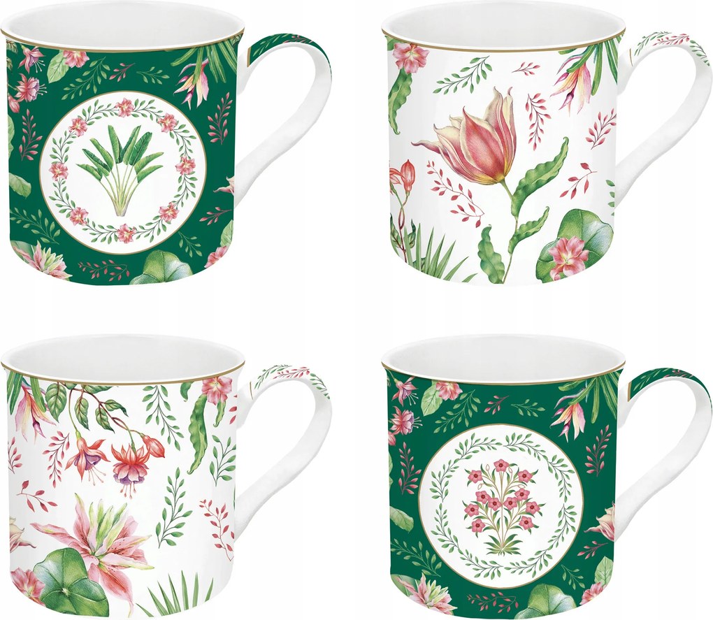 4x bögre nagy 300ml minimalizmus színes virágok ajándék