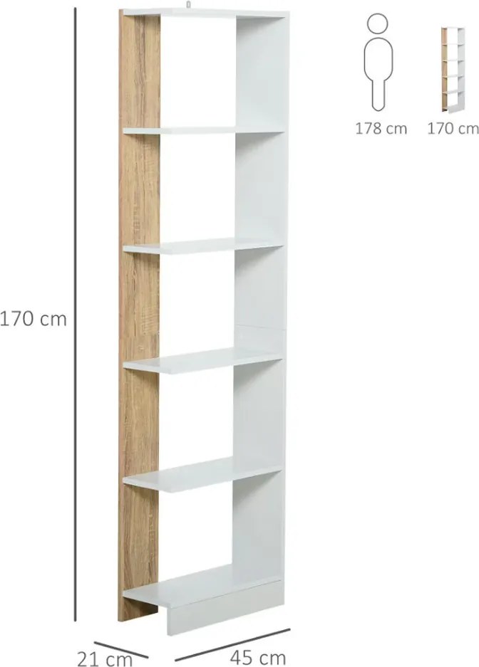 Polcos tároló könyvespolc 45x21x170cm barna FUR1958-1