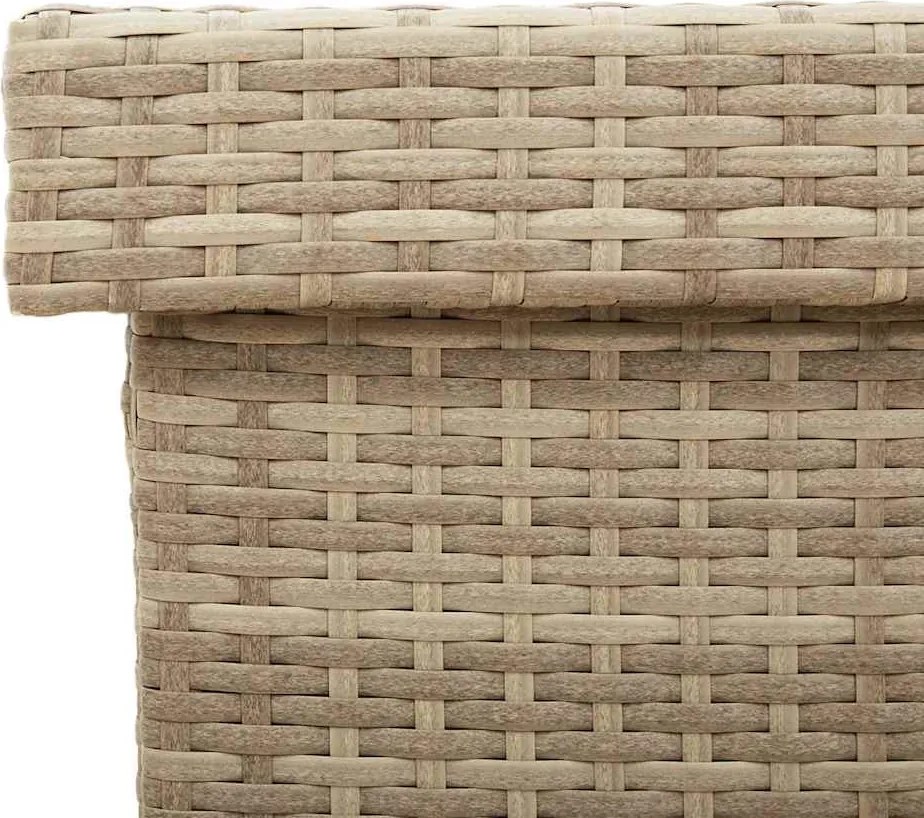 Bézs Polyrattan Kerti Tárolóláda Kerekekkel 160X55X75 Cm