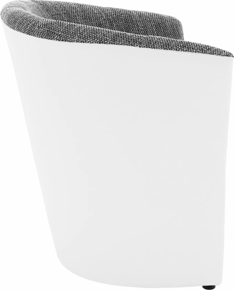 Klub fotel, fehér textilbőr / szürke szövet, CUBA