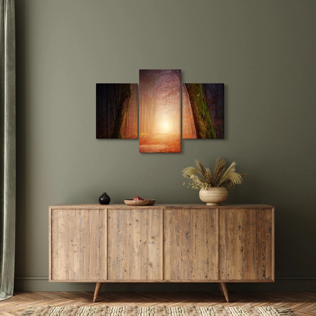 Őszi erdő képe a ködben (90x60 cm)