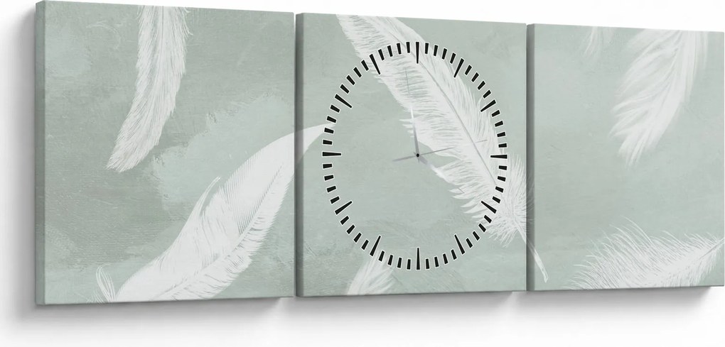 Kép - Fehér tollak (órával) (90x30 cm)