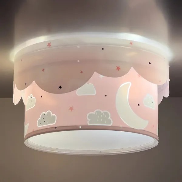 Dalber 61236S - Gyermek mennyezeti lámpa MOON 2xE27/60W/230V rózsaszín