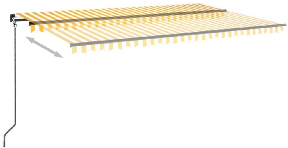 sárga és fehér kézzel kihúzható LED-es napellenző 500x300 cm