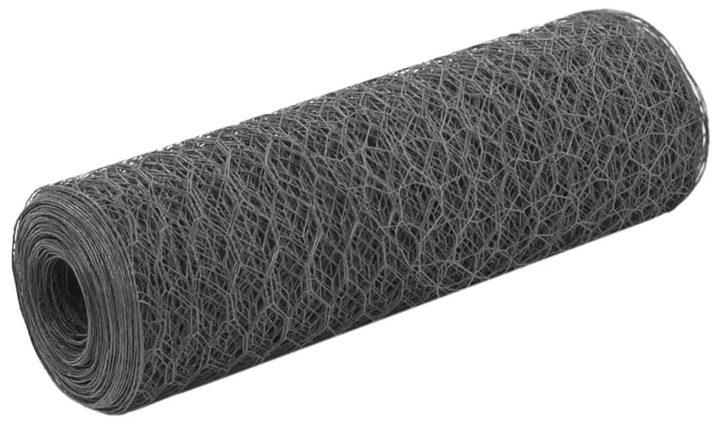 vidaXL szürke PVC-bevonatú acél csirkeháló drótkerítés 25 x 0,5 m