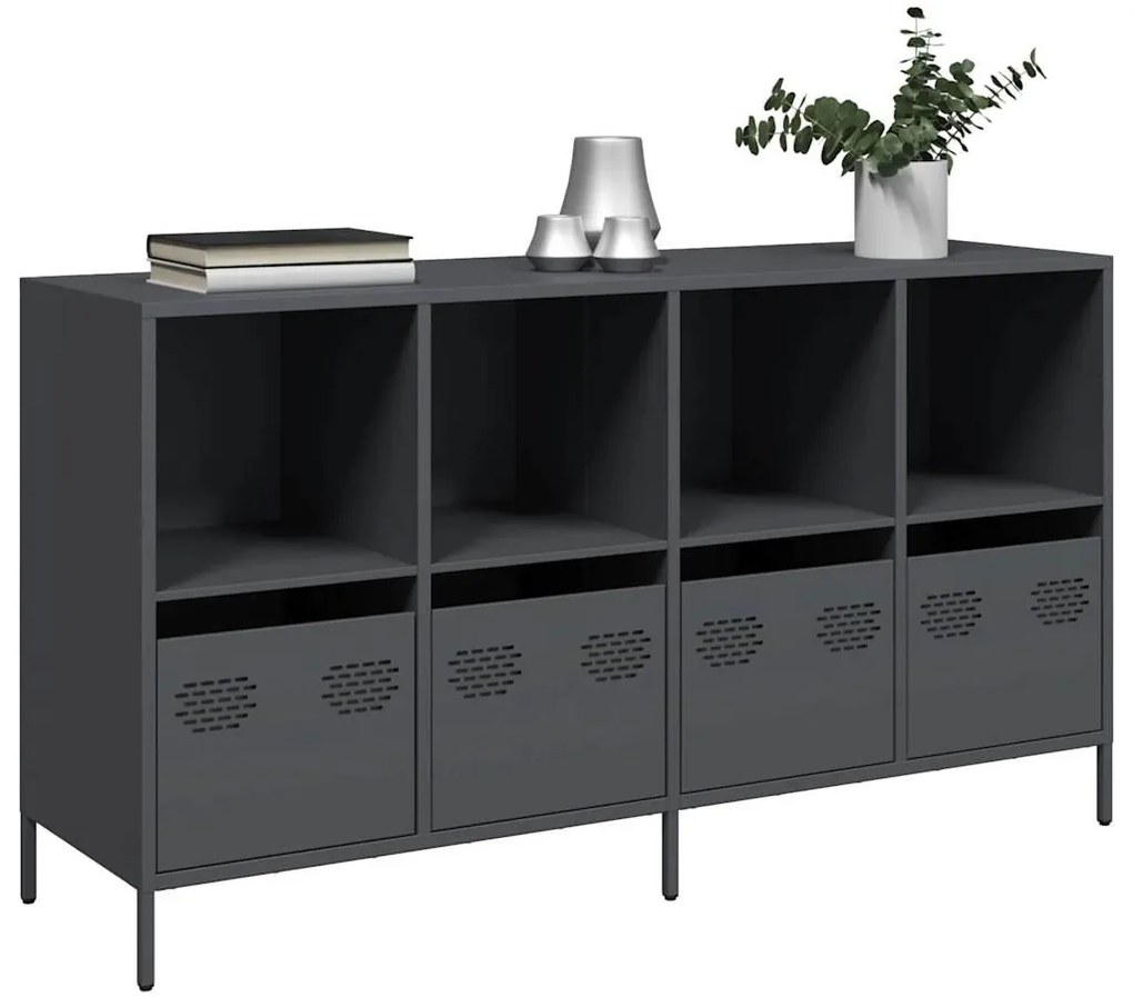 antracit hidegen hengerelt acél tálalószekrény 135x39x73,5 cm