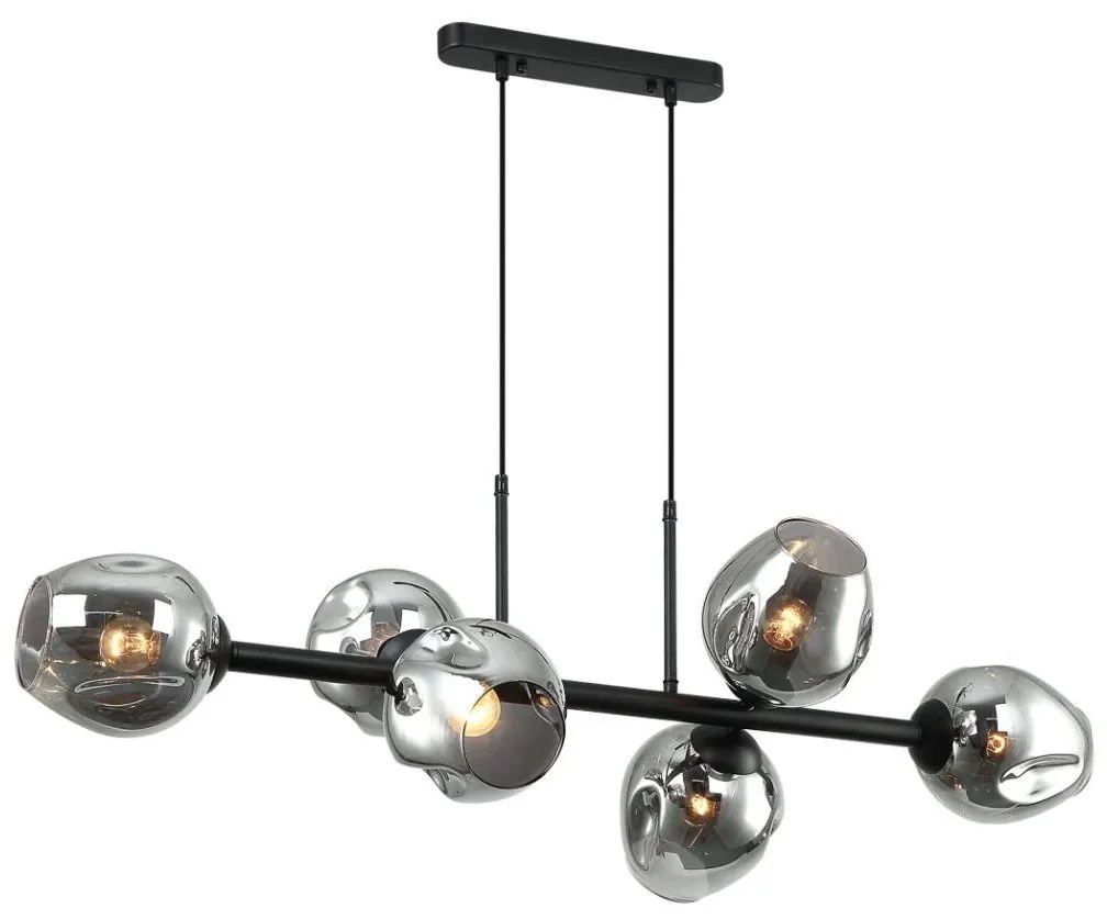 ITALUX PND-30843-6 BK+SG - Csillár zsinóron BORGO 6xE27/40W/230V fekete