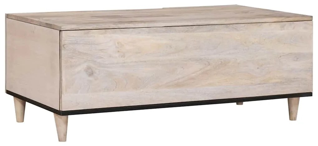 Dohányzóasztal polcokkal Bézs 100 x 54 x 40 cm tömör mangófa