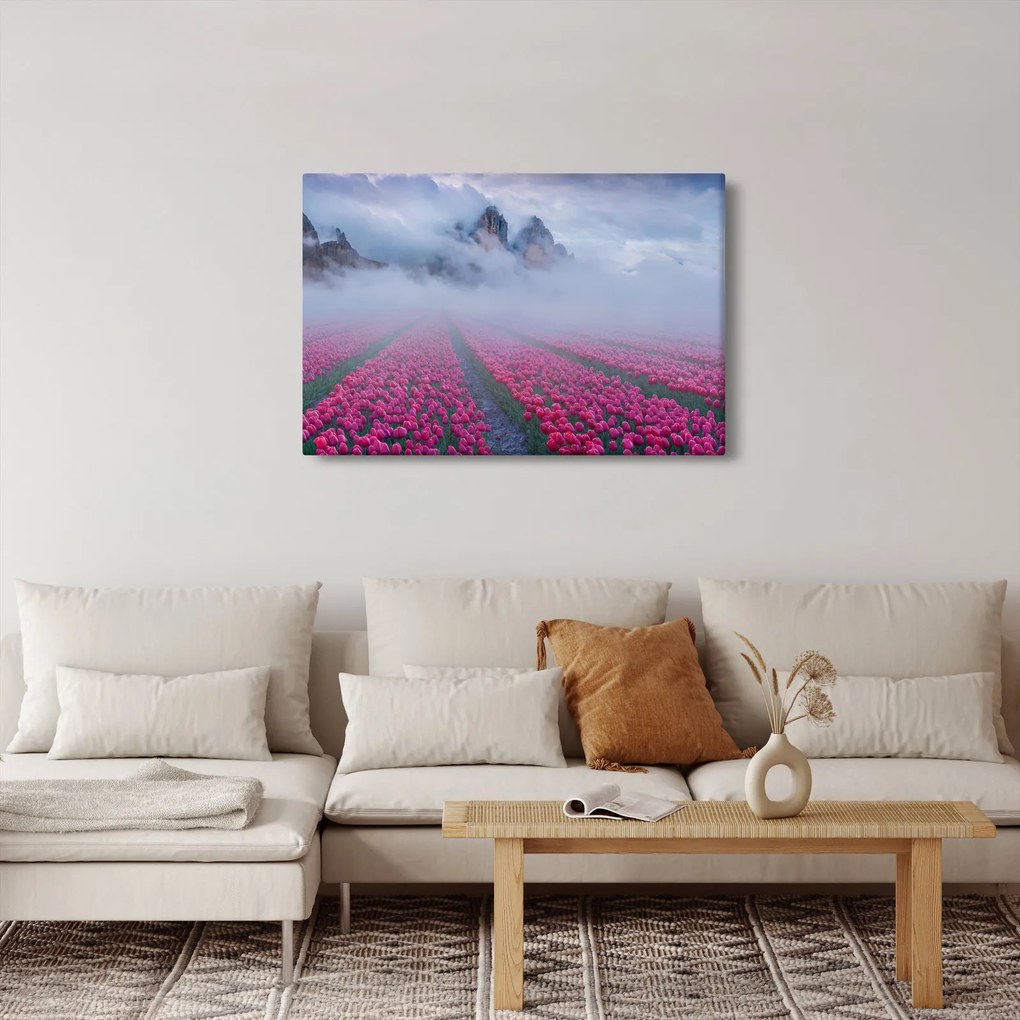 Kép - Tájkép tulipánmezőkkel (90x60 cm)