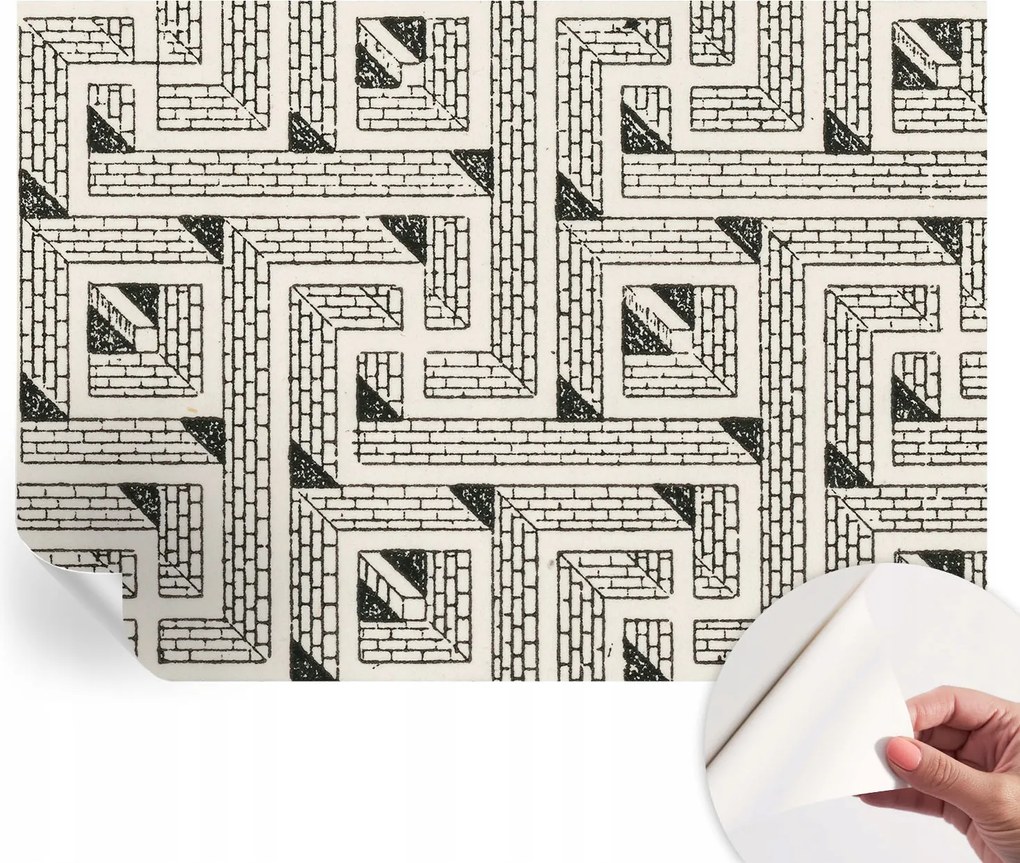 Divatos öntapadós tapéta Fali furnér Tégla labirintus 312x219 cm