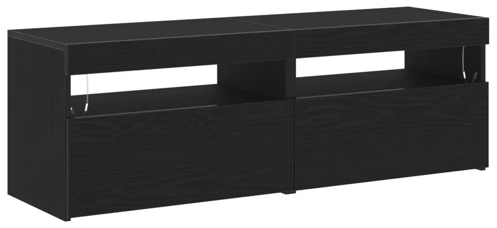 LED lámpás TV szekrények 2 db Fekete Tölgy 60x35x40 cm Mérnöki Fa