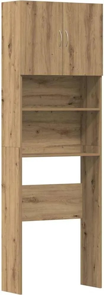 vidaXL kézműves tölgy szerelt fa mosógépszekrény 64 x 24 x 190 cm