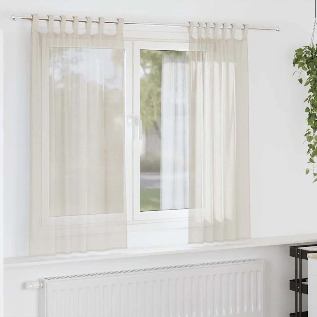 vidaXL 2 db krém színű fátyolfüggönyök fülecske tetejével 140x260 cm