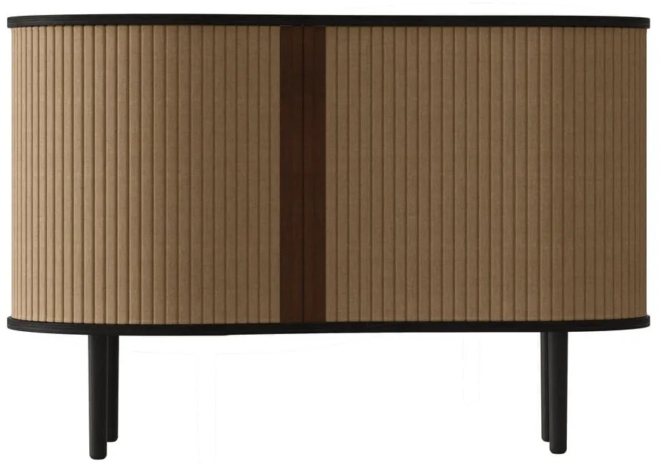 Barna-világosbarna alacsony komód tölgyfa dekorral, tolóajtóval 100x67 cm Audacious – UMAGE