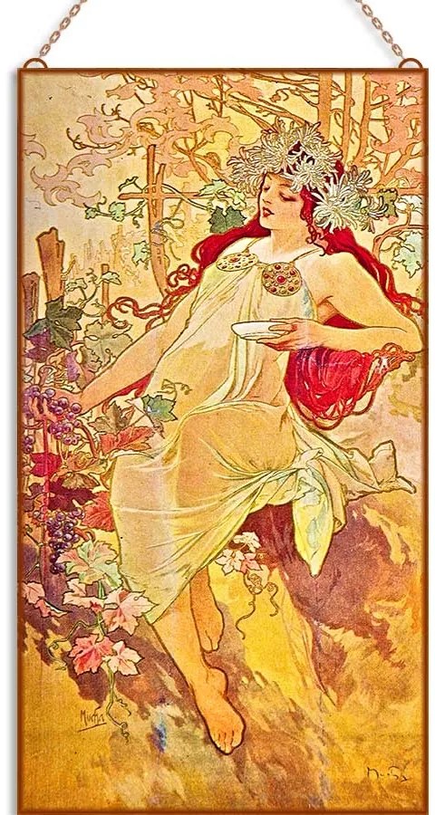 Alfons Mucha - Négy évszak (Garnitúra) üvegkép, falikép