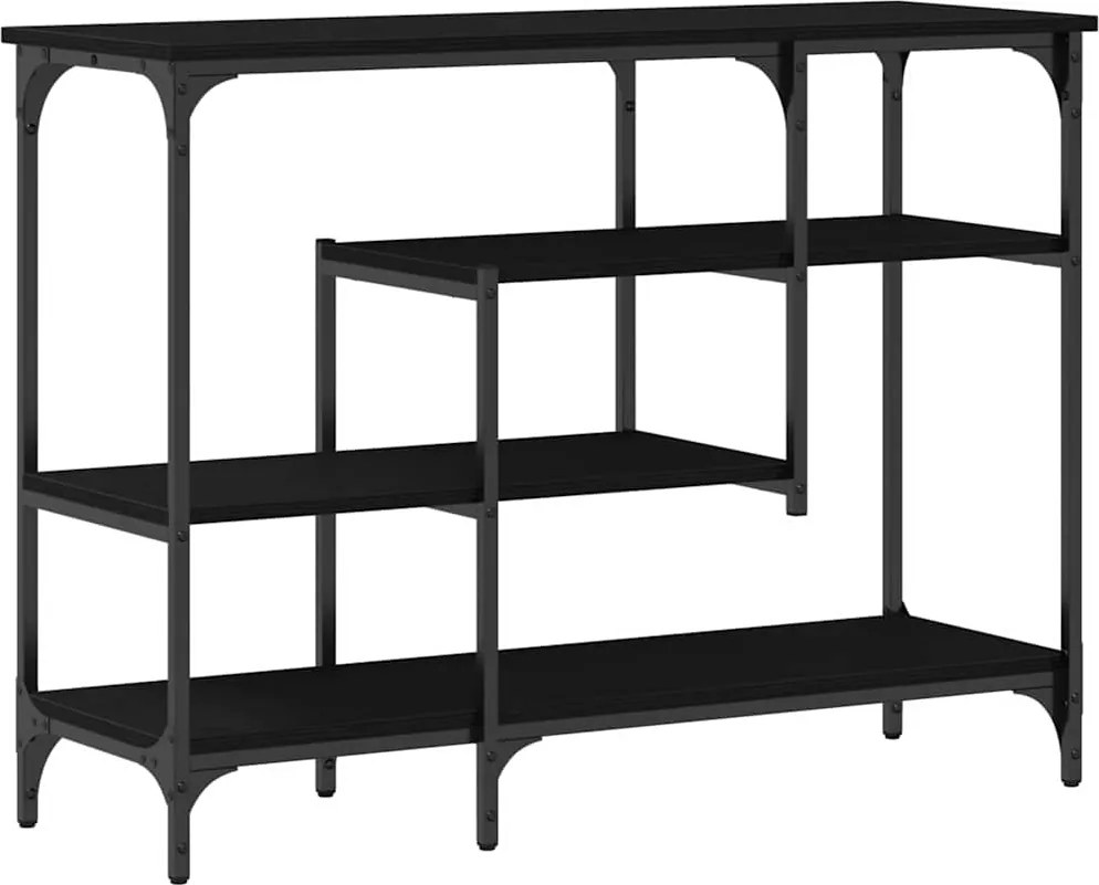 vidaXL Konzolasztal Musta tammi 100 x 35 x 75 cm Műgyantás fa és fém