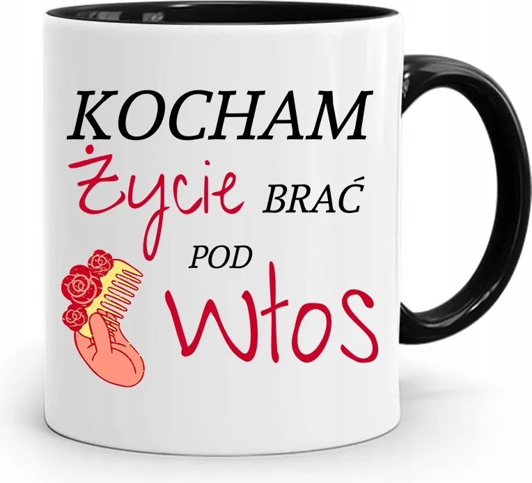 Bögre Fekete Fodrász Szeretem Az Életet Haj Alá Venni fényképes nyomtatással