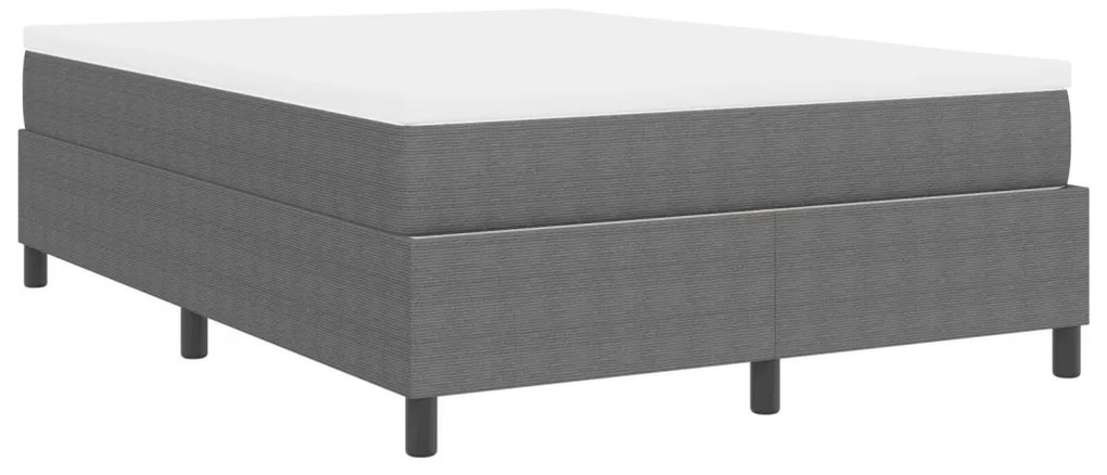 Boxspring ágy matraccal, világosszürke, 160x200 cm, bordás szövet
