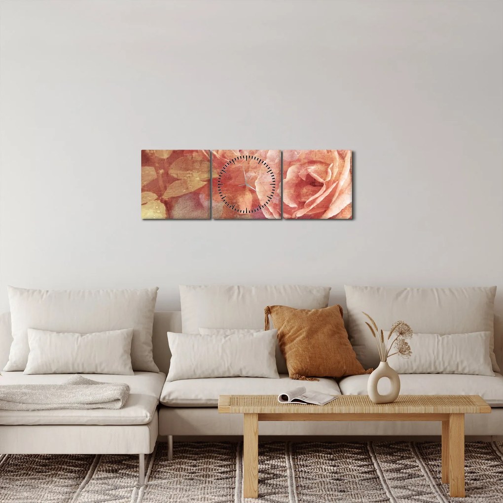 Rózsák képe (órával) (90x30 cm)